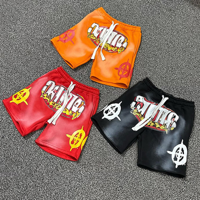 Custom Shorts Jogging Acid Wash Vintage Streetwear Screen Printing French Terry Shorts Sport Basketball Shorts for Men Cotton