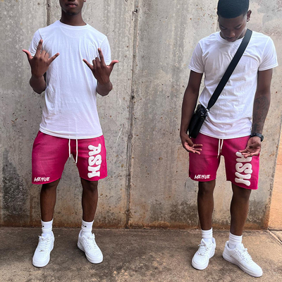 OEM Service Acid Wash Sweat Shorts Streetwear Cargo Shorts Puff Printing 160 Grams