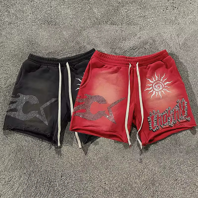 Anti Wrinkle Plus Size Rhinestone Shorts Vintage Mens Distressed Shorts Quick Dry