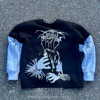 Custom Screen Print Logo Double Layer Long Sleeve 100% Cotton Tshirt Workout Streetwear Men Oversized Sweatshirt T Shirt for Men