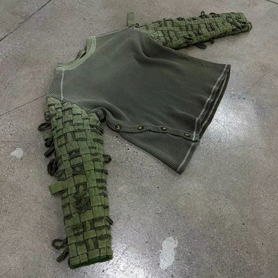 Un buen precio. Vestidos callejeros con manga larga, camiseta bordada, waffle de punto, camiseta vintage de manga completa. en línea