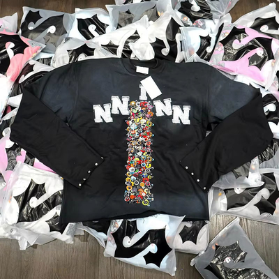 Goede prijs. Persoonlijke geborduurde patch mannen lange mouwen zomershirts kortgemaakte lange mouwen T-shirt online