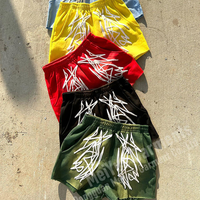Un bon prix. Shorts à rayures de soleil Unisexe Coupe à l' extrémité de l' écorce de la chemise courte surdimensionnée en ligne