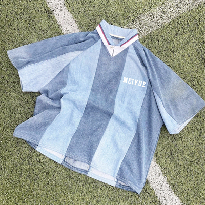 Custom Jersey Stripe High Quality Boxy Screen Print Polo Shirt Sport Jersey Wholesale Mesh Soccer Jersey T-Shirts for Men