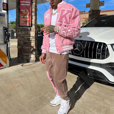 Giá tốt. Tùy chỉnh Chenille thêu Logo Mens da Bomber Jacket bóng chày Jacket Streetwear trực tuyến