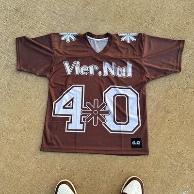 Customized V Neck Mens Streetwear Shirts Mesh Knitted Custom Soccer Shirt 300 Grams
