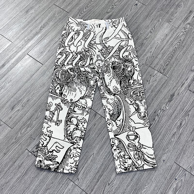 Dobra cena. Zindywidualizowany rozmiar męski wysokiej klasy biegacze z cyfrowym wydrukiem Button Fly Sweatpants Straight Leg Baggy Pants For Streetwear w Internecie