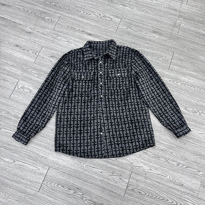 Custom Casual Wool Winter Button up Work Jacket Polo Shirt Oversized Long Sleeve Flannel Shirts for Men
