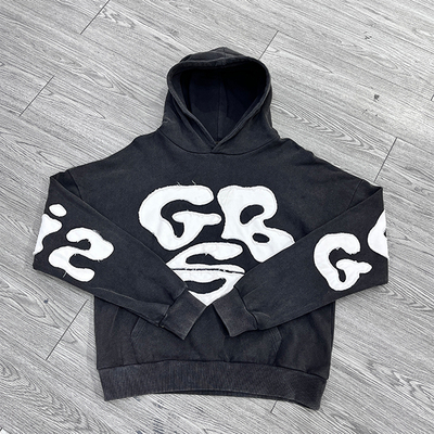 Custom Embroidered Patch logo Acid Washed Vintage Oversized Pullover No String Streetwear Heavyweight Hoodies Manufacturers
