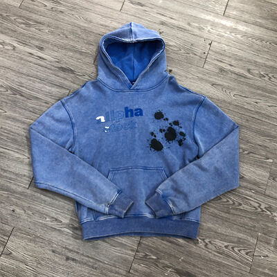 Harga yang bagus OEM Kustom Kontrak Jahitan Tertekan Vintage Pullover Fleece Katun Oversized Stone Washed Streetwear Hoodies on line