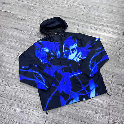 Bom preço. Windproof Custom Dtg Print Windbreaker Para Homens Frigorífico Zipper Nylon Track Work Digit Print Streetwear Jaqueta Casual on-line