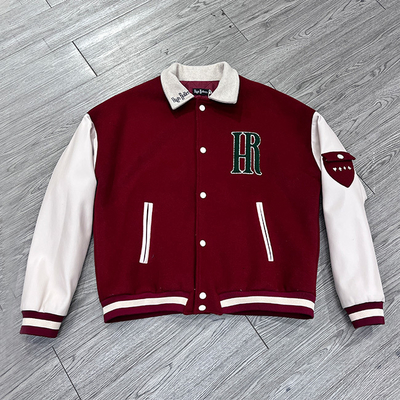 Custom Varsity Jacket Chenille Embroidery logo Leather Sleeve Button up Varsity Jacket Men High Quality Men