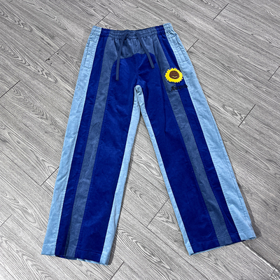 Custom Embroidery Patch logo Corduroy Joggers Sweat Pants Color Blocked Baggy Loose Fit Sweatpants Men