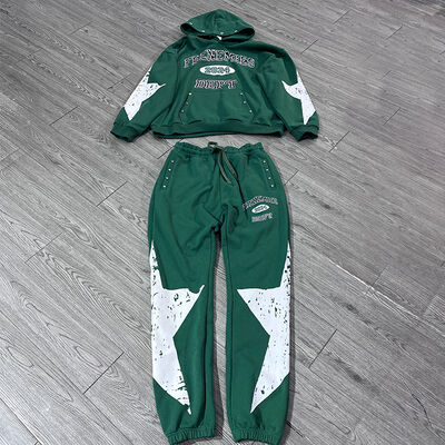 ราคาดี ชุดออกกําลังกายแบบชุดสวีทสเตน สกรีนทริสเตอร์ส ล็อโก้การพิมพ์ Hoodie Acid Washed Legging Sweatpants ชุดออกกําลังกายวินเทจสําหรับผู้ชาย ออนไลน์