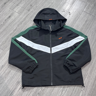 Custom Embroidered logo Track Nylon Jacket Windbreaker Color Contrast Patchwork Lightweight Waterproof Jacket