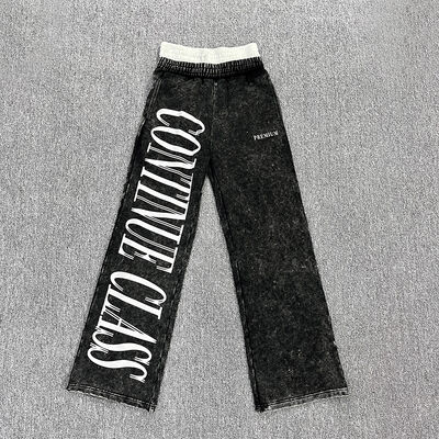 Dobra cena. Mężczyźni Streetwear Custom Sweat Pants Straight Wide Leg Baggy Acid Wash Vintage French Terry Cotton Dwukrotny Waist Sweat Pants w Internecie