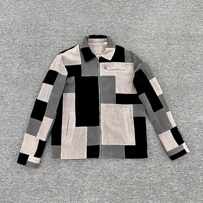 Custom Manufacturers Shirts Zip up Long Sleeve Flannel Plaid Shirt Color Patchwork Corduroy Shirts for Men