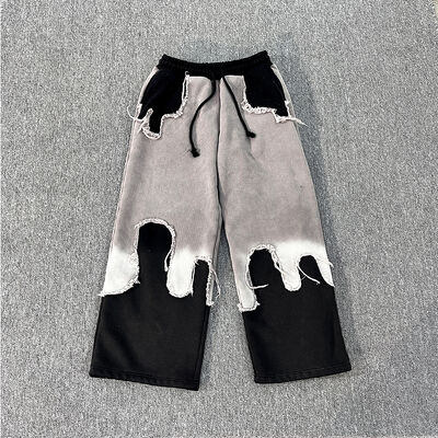 Dobra cena. Męskie spodnie dresowe OEM Custom Hip Hop Oversized Vintage Zniszczone Streetwear Bawełna French Terry Color Block Spodnie dresowe Joggers w Internecie
