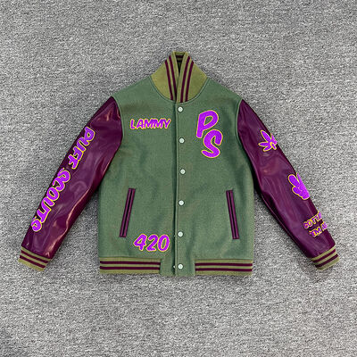 Καλή τιμή. Προσαρμοσμένο Χειμωνιάτικο Varsity Jacket Letterman με Δερμάτινα Μανίκια Αντιανεμικό Bomber Jacket Κεντημένο Chenille Streetwear Varsity Jacket σε απευθείας σύνδεση