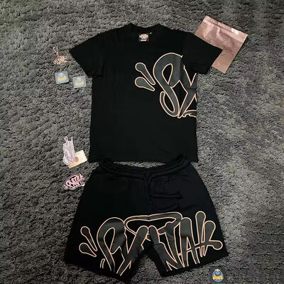 Dobra cena. Niestandardowy Vintage Short Set Acid Wash Print Boxy T-Shirts Cotton Streetwear Shorts T-Shirt Puff Print Crop Tshirt Shorts Set w Internecie