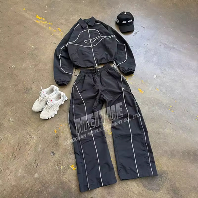 Veste coupe-vent en nylon personnalisée + Pantalon de survêtement + Veste zippée coupe-vent + Ensemble de survêtement + Survêtements unisexe