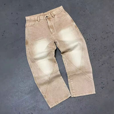 Dobra cena. Stosowane wysokiej jakości luźne męskie dżinsy Producent Vintage Distracted Oversized Wash Jeans Streetwear Baggy Denim Jeans w Internecie