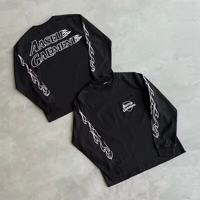 Un buon prezzo. T-shirt stampa digitale a schermo pesante di peso vintage T-shirt di cotone grafico a goccia spalla oversized box fit T-shirt a manica lunga in linea