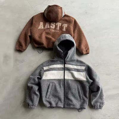Bom preço. Moda personalizada Mock Neck Fleece Calor Zip Up Jacket Inverno Outdoor Streetwear Oversized Chanille bordado logotipo Sherpa Jacket on-line