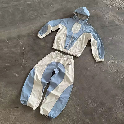 قیمت خوب Windbreaker نایلون لباس ورزشی لوگو سفارشی بروکرده شده زیپ ژاکت نایلون لباس ورزشی شلوار ضد آب لباس ورزشی لباس ورزشی تولید آنلاین