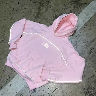 Καλή τιμή. Προσαρμοσμένο ροζ Fashion Streetwear Hoodie Μεγέθους άνω 100% βαμβάκι Fleece Drop Shoulder Αντανάκλαση κεντήματα εκτύπωση Hoodies Άνδρες σε απευθείας σύνδεση