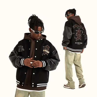 Un buen precio. Fabricante de chaqueta universitaria para hombre con bordado de chenilla y patchwork con logotipo personalizado, ropa de calle, cuero, invierno, Letterman para hombre en línea