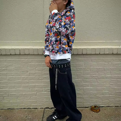 İyi bir fiyat. Özel Fermuarlı Tam Dtg Baskı Karikatür Kapüşonlu Streetwear Büyük Boy Fermuarlı Fransız Havlu Kumaşı Moda Günlük Kapüşonlular Erkek çevrimiçi