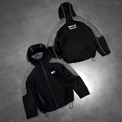 Καλή τιμή. Κατασκευαστές ρούχων Custom Windbreaker Jacket Zip Up Hoodie Nylon Χρώμα μπλοκ σε απευθείας σύνδεση