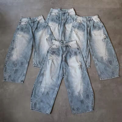 Dobra cena. Niestandardowe luźne jeanse dżinsowe dżinsowe nogi Masowe workowate streetwear w trudnej sytuacji Y2K jasnoniebieskie dżinsowe dżinsowe dżinsy w Internecie