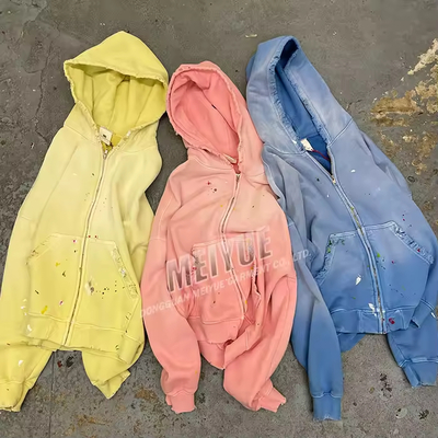 Un bon prix. Sweat à capuche personnalisé Drop épaule Acid Acid Vintage Broderie en détresse Hoodie Hood Quality French Terry Hoodie en ligne