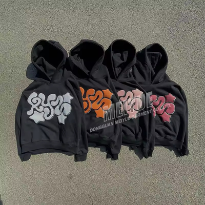 Custom 100 Cotton 3d Puff Print 400gsm French Terry Hoodie Manufacturers High Quality Oversized Casual Heavyweight Hoodie