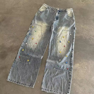 Dobra cena. Niestandardowe dżinsowe spodnie dżinsowe Producent dżinsów Vintage zagrożone ograniczone dżinsy streetwearne jeansy dżinsowe dżinsowe dżinsy w Internecie