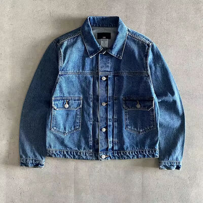 Bom preço. Jaqueta jeans de algodão 100% algodão personalizada com jaqueta jeans de botão de bolso para homens Slim Fit de alta qualidade Jaqueta jeans on-line