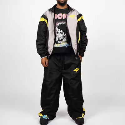 Bom preço. Jaqueta de windbreaker personalizada empilhada folggy solt sweet calça de nylon rastrear on-line