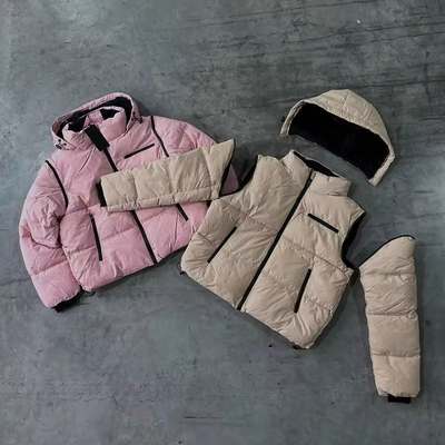 Goede prijs. Winter aangepaste unisex katoenen afneembare rits omhoog mouwloze jas met kap bijgesneden puffer naar beneden jasje voor mannen online