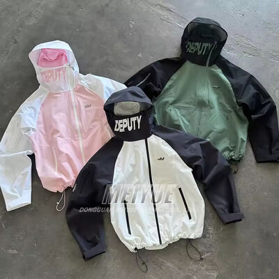 Giá tốt. Nhà sản xuất quần áo tùy chỉnh Windbreaker Zip Up Waterproof nhẹ Giày Giới cổ Chặn áo khoác Tùy chỉnh trực tuyến