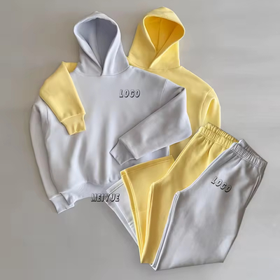 Logo de broderie personnalisée French Terry Tracksuit pour hommes Blank 100% coton Unisexe TrackSuit poids lourd Pullover Tracksuis de survêtement