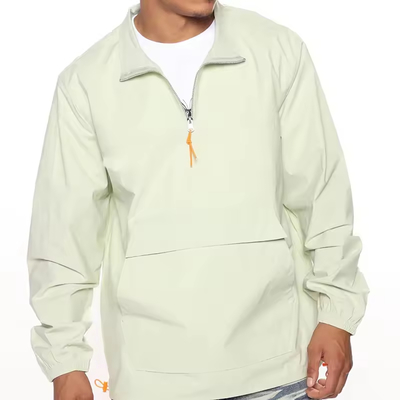Vente à chaud OEM Wholesale Custom Lightweight Windbreaker Quarter Zip Plain Color Color Casual Nylon Anorak Veste pour hommes