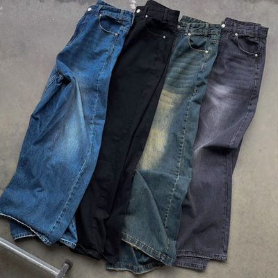 Un bon prix. Jean Streetwear 3D Délavé Acide Coupe Droite pour Homme - Pantalon en Jean de Créateur en ligne