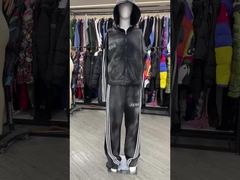Logo personnalisé poids lourd lavage à l'acide Sweatsuit en détresse écran imprimé Soleil décoloré Rayures fermeture à glissière sweat Hoodie