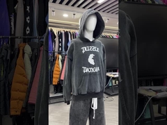 Capuchon personnalisé sans attache déchiré écran de détresse Capuchon à l'acide lavé pull rétro vintage lourd