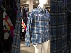 Logo brodé sur mesure pour l' hiver Chemises à carreaux Fermeture à glissière chemise de polo chemises en flanelle à manches longues
