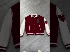 Veste universitaire personnalisée broderie chenille logo Manches en cuir Boutonnage Veste universitaire Homme Haute Qualité