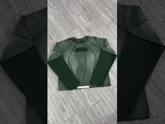Broderie personnalisée à l'aide d'une applique lavée à l'acide Vintage Distressed Boxy Fit Oversized Double Layer Waffle Sle