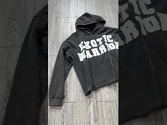 Logo personnalisé pullover lavage à l'acide Vintage Raw Hew Boxy Cut Edge Hoodie Applique Broderie patch Hoodie